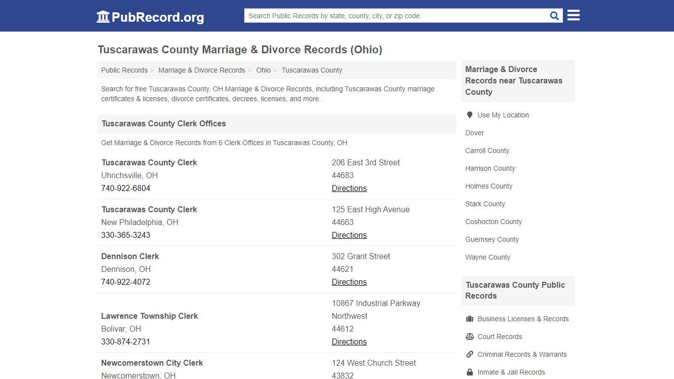 Tuscarawas County Marriage & Divorce Records (Ohio)